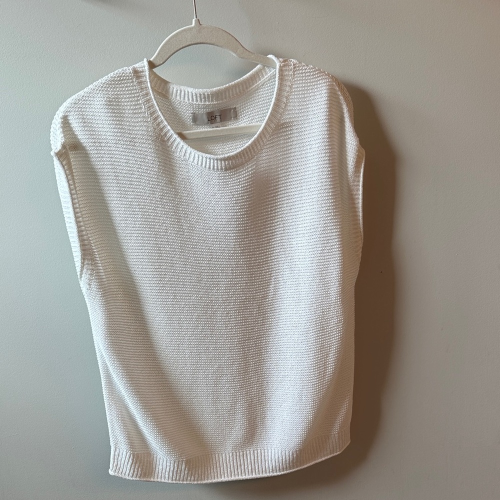 NWT LOFT White Knit Sleeveless Top